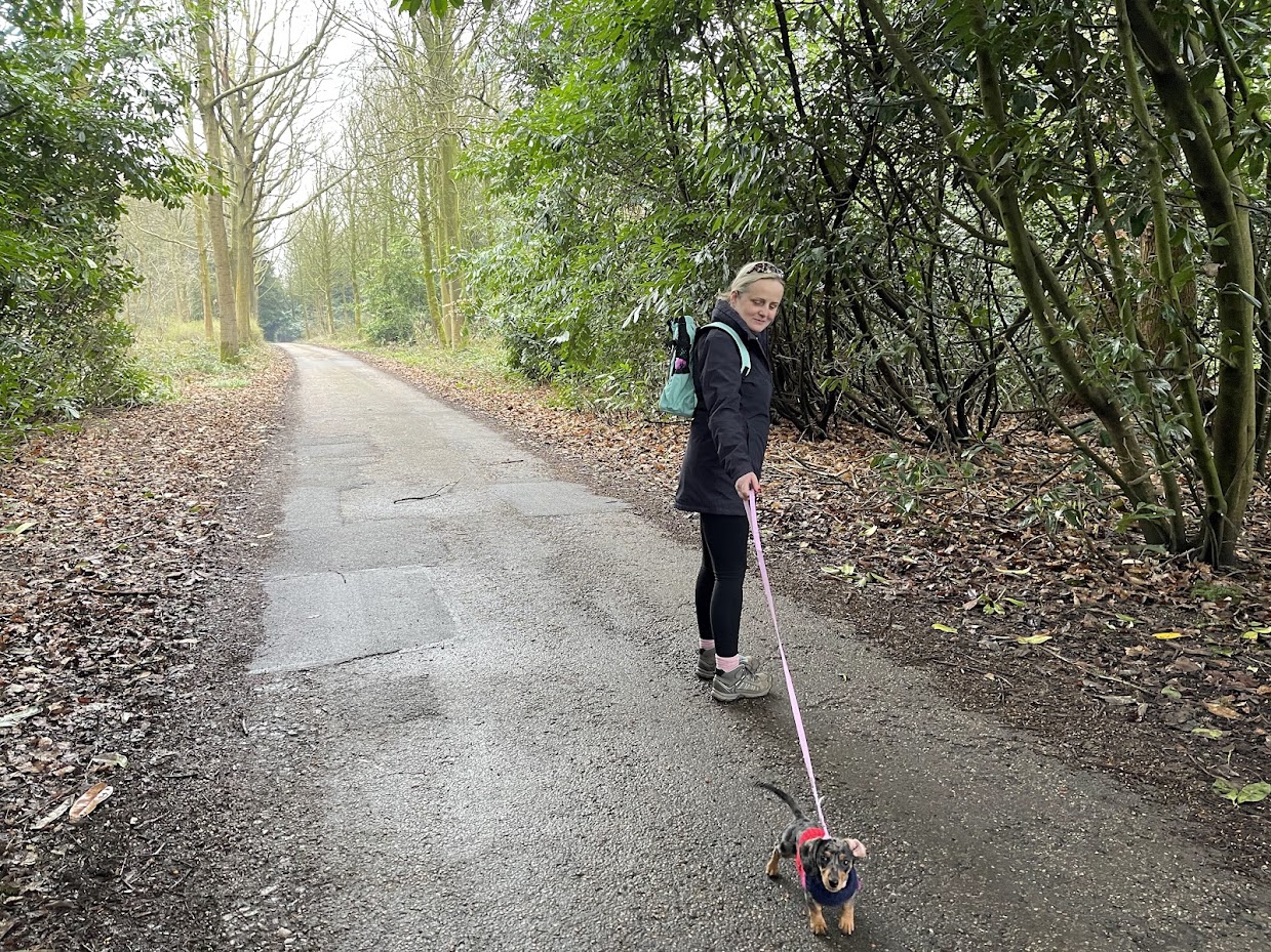 Janka walking with her dog
